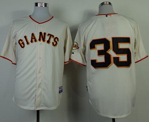 Giants #35 Brandon Crawford Cream Cool Base Stitched MLB Jersey - Click Image to Close